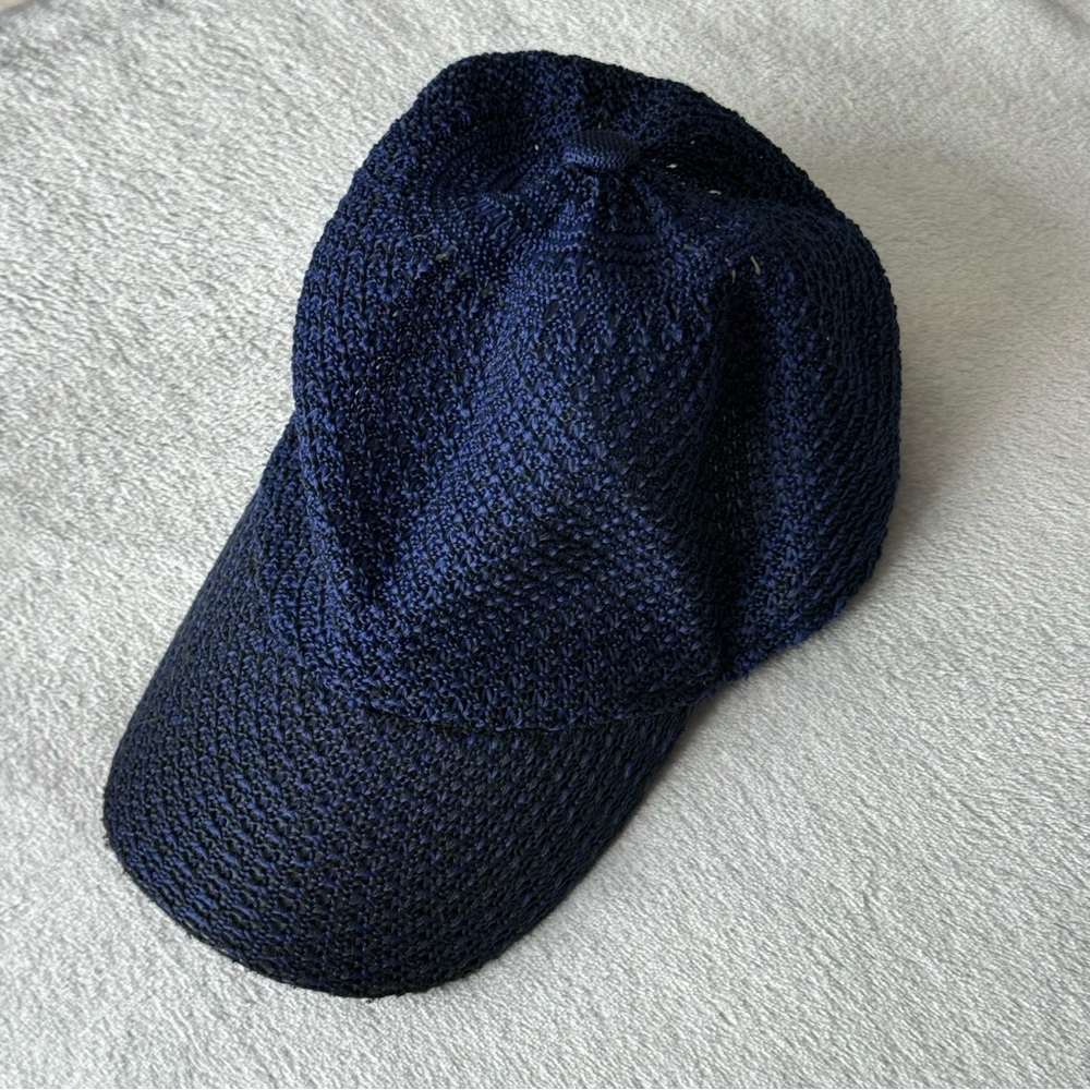 Navy Blue Woven Baseball Hat